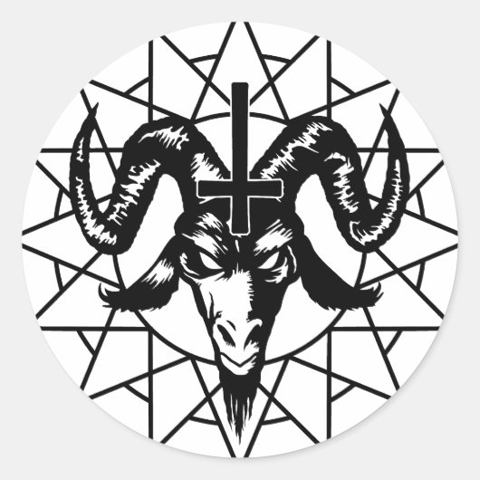 Hoofd met Chaos Star (zwart) Ronde Sticker (Voorkant)