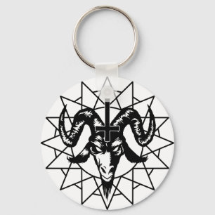 Hoofd met Chaos Star (zwart) Sleutelhanger