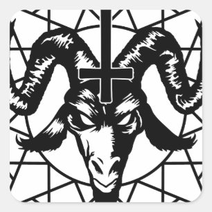 Hoofd met Chaos Star (zwart) Vierkante Sticker