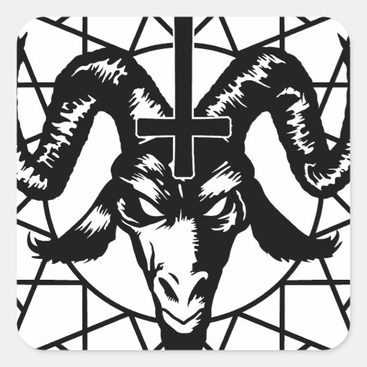 Hoofd met Chaos Star (zwart) Vierkante Sticker (Voorkant)