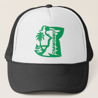 Hoofd met een latte steen.  Guam-zegel. Trucker Pet