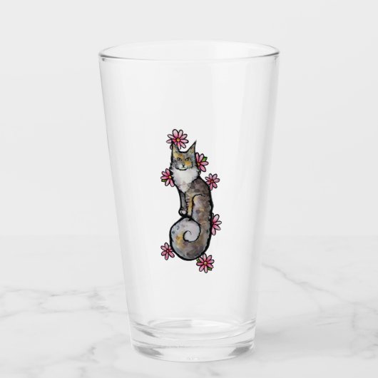 Hoofd muntstuk in Calico Cat Pink Daisy Glas (Voorkant)