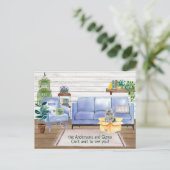 Hoofd muntstuk Kat Cozy Nieuw adres Aankondigingskaart (Staand voorkant)