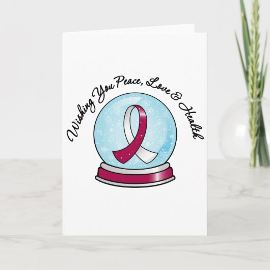 Hoofd Neck Cancer Ribbon Merry Kerstmis Snowglobe Feestdagen Kaart (Voorkant)