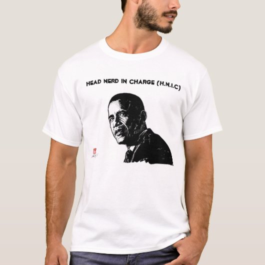 Hoofd Nerd in beheer (H.N.I.C.) - President Obama T-shirt (Voorkant)