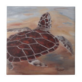 Hoofd op schildpad tegeltje (Voorkant)