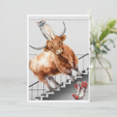 Hoofd over hakken-trappen feestdagenkaart (Staand voorkant)