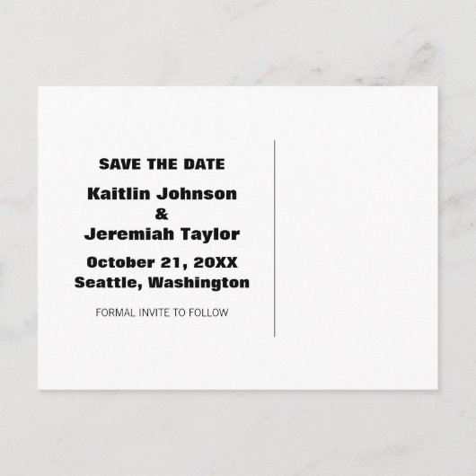 Hoofd over Heels sparen het Briefkaart van de Datu (Achterkant)