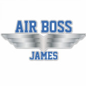 Hoofd piloot Air Boss Silver Pilot Wings Sticker (Voorkant)