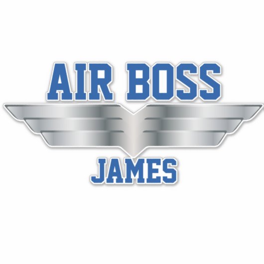 Hoofd piloot Air Boss Silver Pilot Wings Sticker (Voorkant)