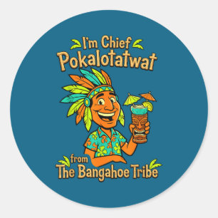 Hoofd pokalotatwat van de inheemse stam ronde sticker