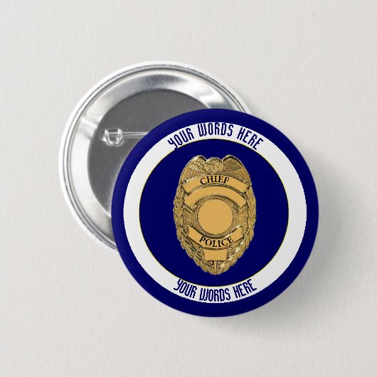Hoofd politie Badge Shield Custom Ronde Button 5,7 Cm (Voorkant /achterkant)