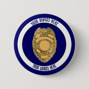 Hoofd politie Badge Shield Custom Ronde Button 5,7 Cm