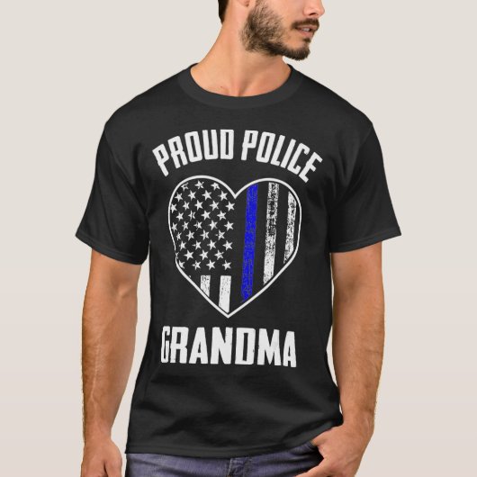 Hoofd politie grootma Amerikaanse vlag Thin Bl T-shirt (Voorkant)