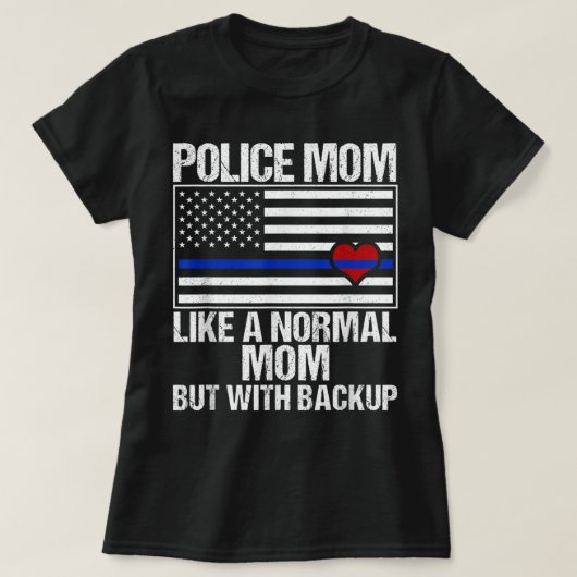 Hoofd politie mam blauwe lijn t-shirt (Design voorkant)