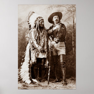 Hoofd Sitting Bull en Buffalo Bill Circa 1885 Poster