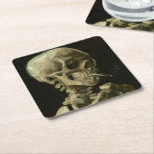 Hoofd Skelet met Sigarette van Van Gogh Kartonnen Onderzetters (Schuin)