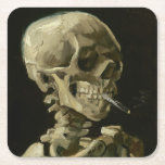 Hoofd Skelet met Sigarette van Van Gogh Kartonnen Onderzetters<br><div class="desc">Het hoofd van een Skelet met Burning Cigarette van Vincent Van Gogh, olie op canvas 1886, is een beschilderde oliestudie van een menselijke schedel en het bovenste skelet, in de mond waarvan de kunstenaar een brandende sigaret heeft aangebracht, met een mager en humoristisch effect. Waarschijnlijk geschilderd terwijl Van Gogh begin...</div>