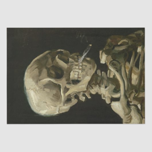 Hoofd Skelet met Sigarette van Van Gogh Tissuepapier (Voorkant)