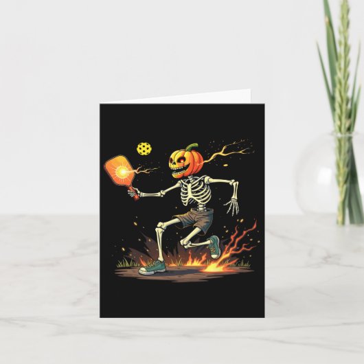 Hoofd Skeleton Pickleball Halloween Spooky Sports Kaart (Voorkant)