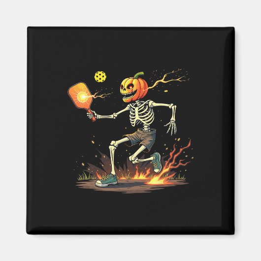 Hoofd Skeleton Pickleball Halloween Spooky Sports Magneet (Voorkant)