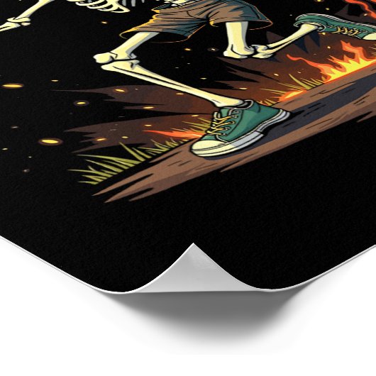 Hoofd Skeleton Pickleball Halloween Spooky Sports Poster (Hoek)