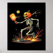 Hoofd Skeleton Pickleball Halloween Spooky Sports Poster (Voorkant)
