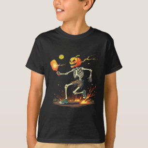 Hoofd Skeleton Pickleball Halloween Spooky Sports T-shirt