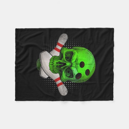 Hoofd Skull Bowling Ball & Camp; Pins Happy Hallow Fleece Deken (Voorkant (Horizontaal))