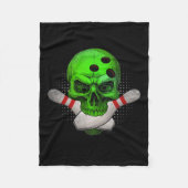 Hoofd Skull Bowling Ball & Camp; Pins Happy Hallow Fleece Deken (Voorkant)