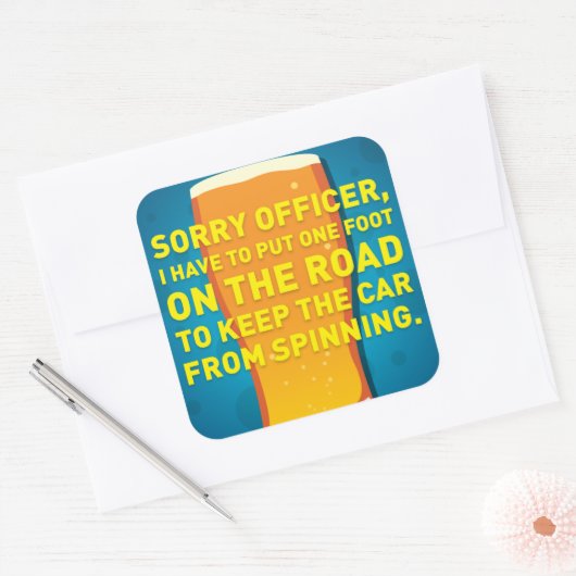 Hoofd spins vierkante sticker (Envelop)