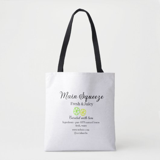 Hoofd squeeze citroensap thuis bedrijf naam tote bag (Voorkant)