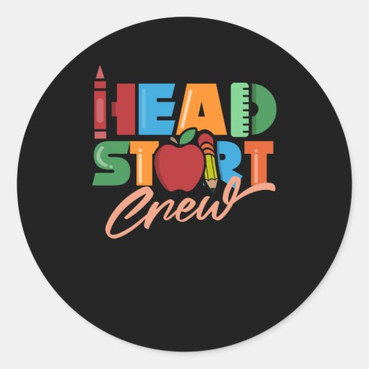 Hoofd Start Crew Headstart Leraar School Preschool Ronde Sticker (Voorkant)