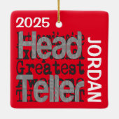 Hoofd Teller Extraordinaire CUSTOM Keramisch Ornament (Achterkant)