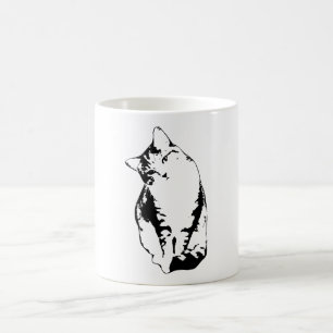 Hoofd Tilt Tabby Cat Monochrome Art Mok