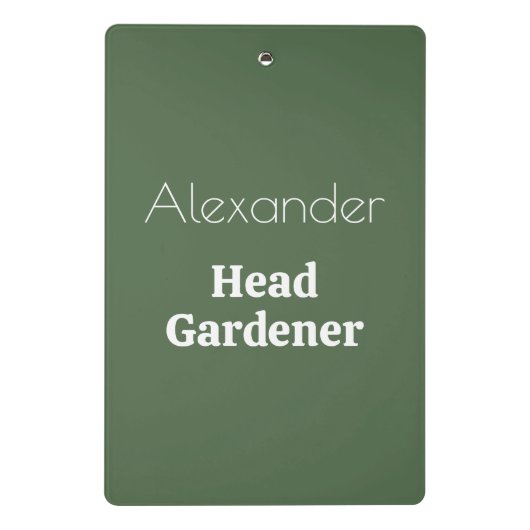 Hoofd tuinman nieuwigheid gepersonaliseerd tuinier mini klembord (Achterkant)