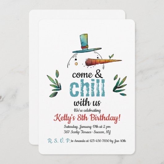 Hoofd Uitnodiging Snowman (Voorkant / Achterkant)