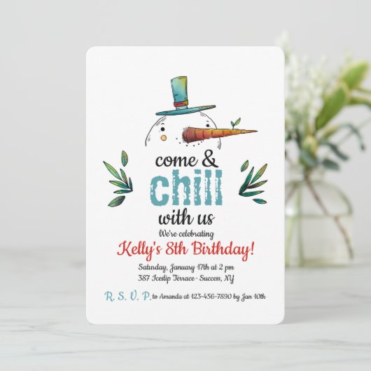 Hoofd Uitnodiging Snowman (Staand voorkant)