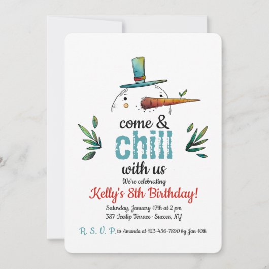 Hoofd Uitnodiging Snowman (Voorkant)