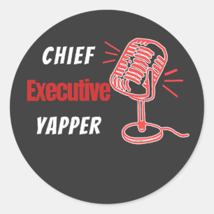 Hoofd Uitvoerend Yapper – Grappig Praat Humor Ronde Sticker