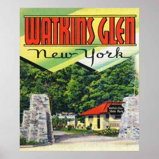 Hoofd Uitzicht van de Ingang naar het Watkins Glen Poster (Voorkant)