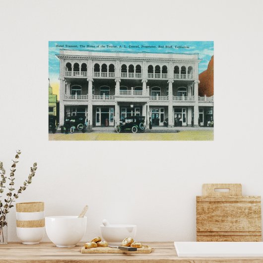 Hoofd Uitzicht van het Tremont HotelRed Bluff, CA Poster (Keuken)