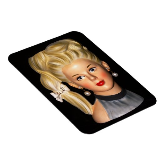 Hoofd Vaas 1960s Meisje met Bouffant & Zijponytail Magneet (Rechterzijde)