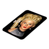 Hoofd Vaas 1960s Meisje met Bouffant & Zijponytail Magneet (Linkerzijde)