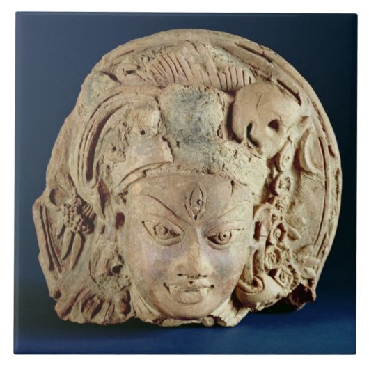 Hoofd van Ardhanarisvara, Newal, Unnao (terracotta Tegeltje (Voorkant)