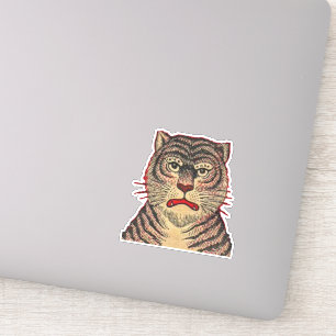 Hoofd van Aziatische Tijger Fierce Face Red Outlin Sticker