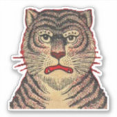 Hoofd van Aziatische Tijger Fierce Face Red Outlin Sticker (Voorkant)