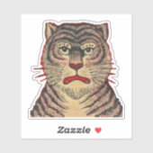 Hoofd van Aziatische Tijger Fierce Face Red Outlin Sticker (Vel)