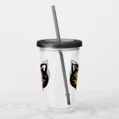 Hoofd van Black Halloween Cat Sinaasappel Wit Acce Acryl Drinkbeker (Links)