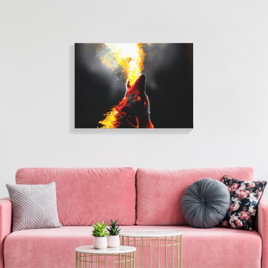 Hoofd van de agressieve wolf canvas afdruk (Insitu (Woonkamer))